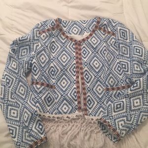 Shein blue and white geometric blazer